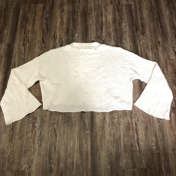AMO Patchwork Sweater Women's Medium Neutral Ivory Oversized Cropped Alpaca Wool - Picture 1 of 7